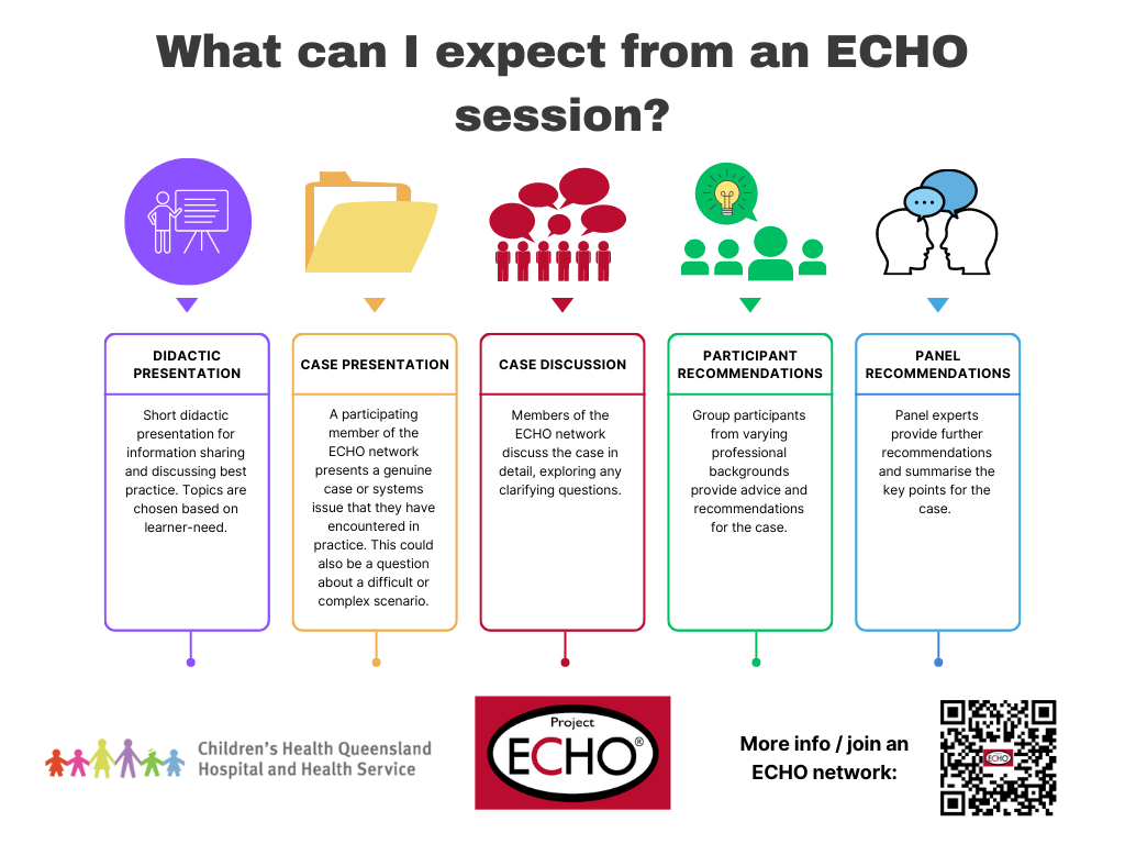 A graphic detailing the components of a typical ECHO session